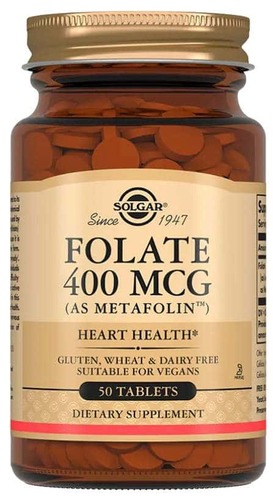 Solgar Метафолин, Folate 400 мкг, 50 таблеток