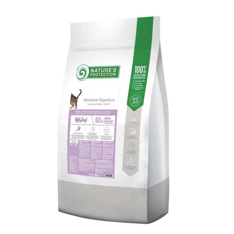 Nature's Protection, Adult, Sensitive Digestion, Сухой Корм для Взрослых Кошек (Курица), 18 кг 