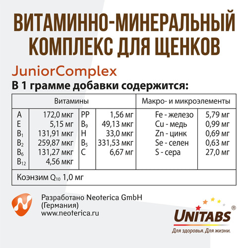 Unitabs, UT МультиКомплекс JuniorComplex c B9 для щенков 100 шт 