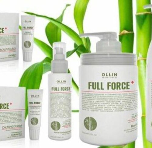 OLLIN Professional Full Force Очищающий шампунь для волос и кожи головы с экстрактом бамбука, 300 мл