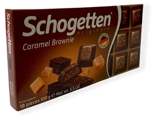 Schogetten Caramel Brownie, Молочный шоколад с кусочками печенья, какао и карамели 100 г.