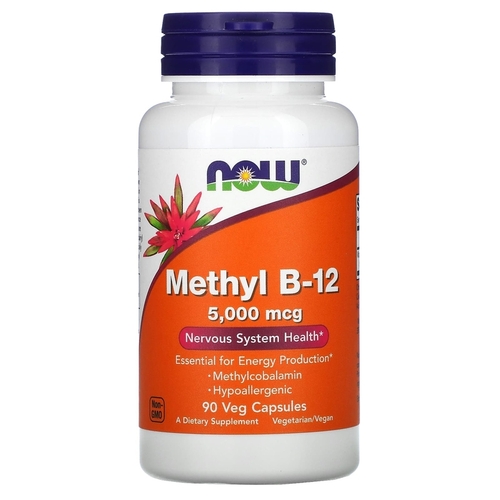 Now Foods Витамин В-12 Метилкобаламин 5000 мкг, 90 вегетарианских капсул