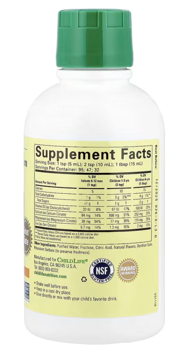 ChildLife Essentials Жидкий Кальций+Магний, Calcium with Magnesium, 473 мл/апельсин