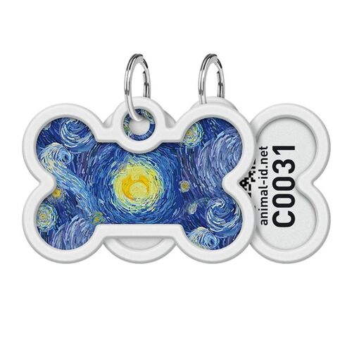 WAUDOG, Адресник Smart ID c QR-паспортом, Металл, Рисунок "Водяные лилии", Кость, 40*28 мм 