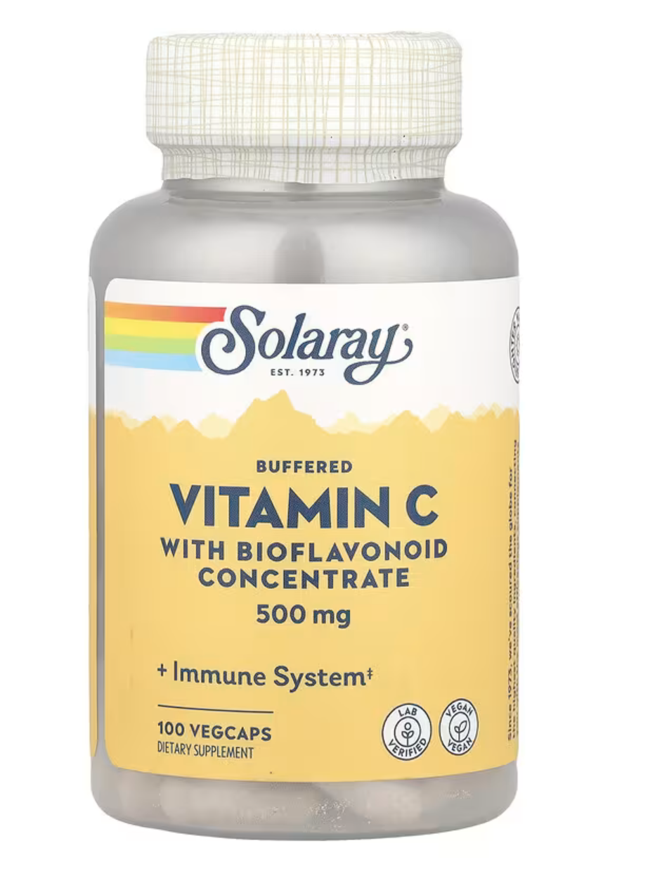 Solaray Витамин С с Биофлавоноидами, Vitamin C with Bioflavonoid Concentrat 500 мг, 100  вег. капсул 