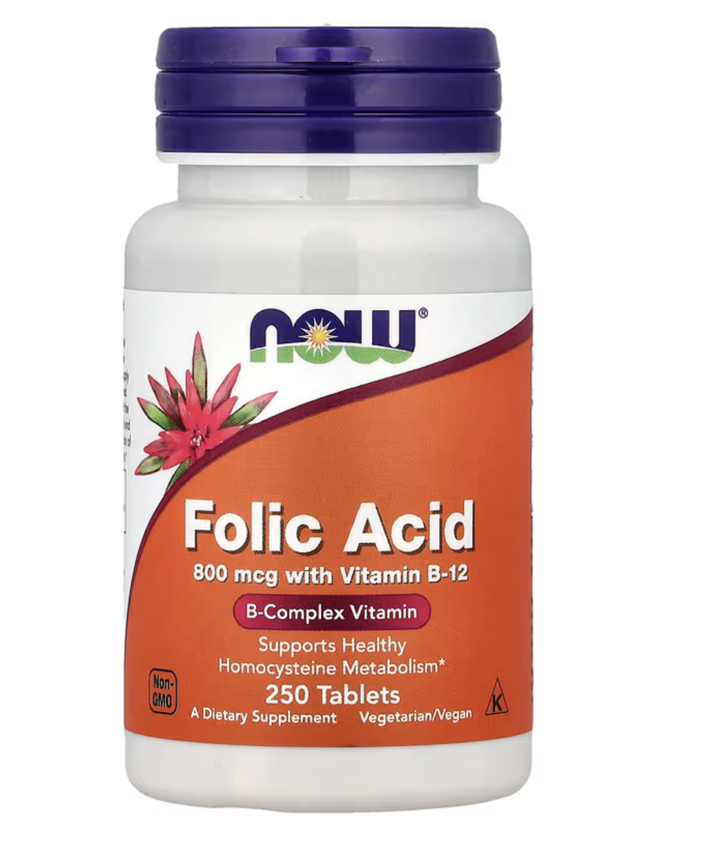 Now Foods Фолиевая кислота 800 мкг, 250 таблеток 