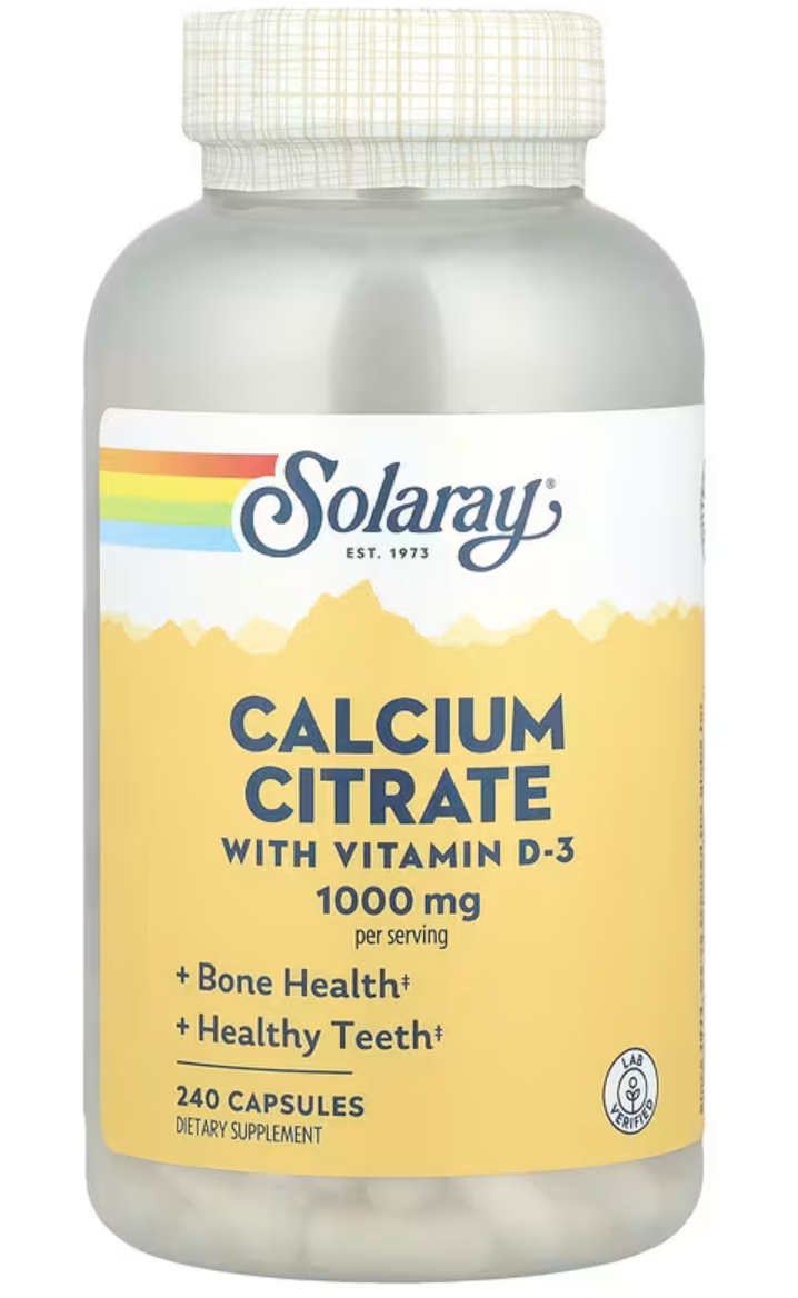 Solaray Кальций Цитрат, Calcium Citrate 1000 мг + Д3, 240 вег. капсул 
