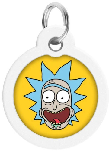 WAUDOG, Адресник Smart ID c QR-паспортом, Металл, Рисунок "Рик и Морти 3", Круг, 30 мм 