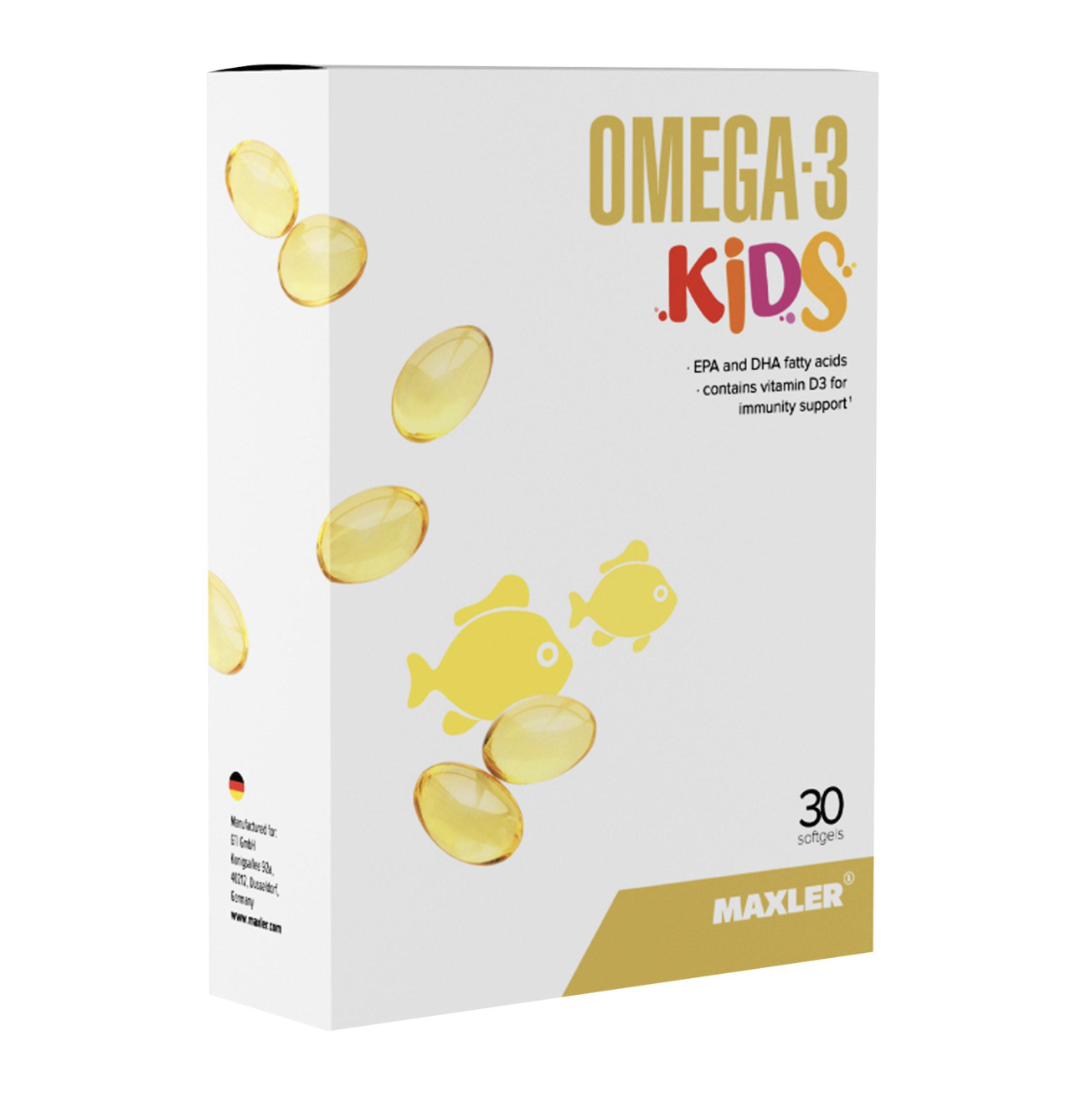 Maxler Омега-3, Kids, Для детей, 30 капсул 