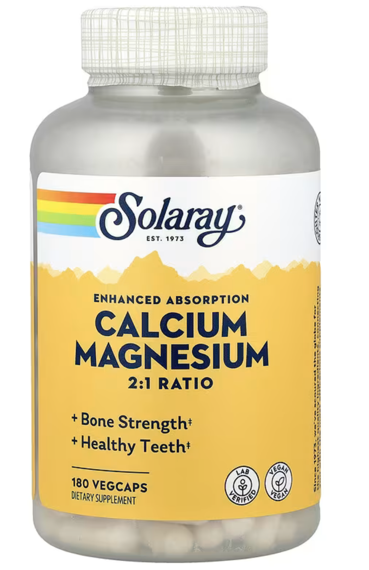 Solaray Кальций+Магний Соотношение 2:1, Calcium Magnesium,180 вег. капсул 