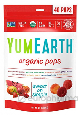 YUMEARTH Органические фруктовые леденцы на палочке, 40 шт