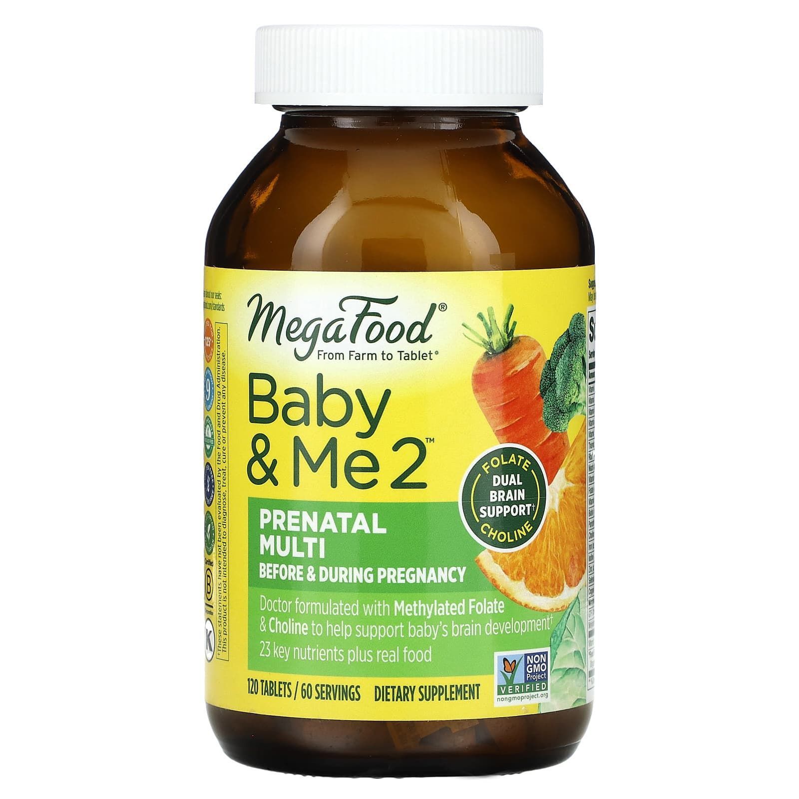 MegaFood, Baby & Me 2, Prenatal Multi, Мультивитамины для Беременных, 120 таблеток