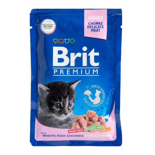 Brit Premium, Белая рыба в соусе для котят, 85 г