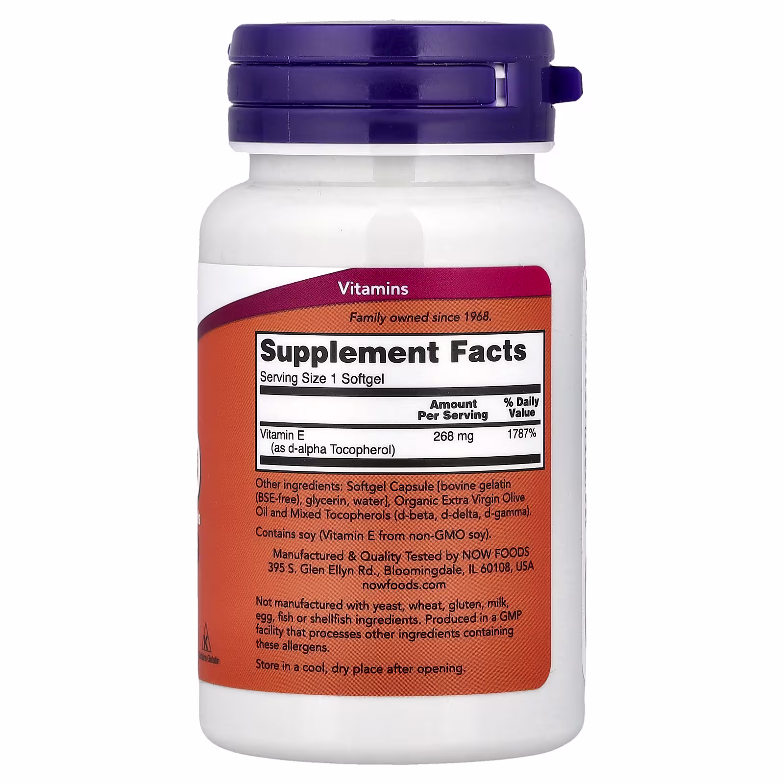 Now Foods Витамин Е-400 с комплексом Токоферолов, 50 гелевых капсул