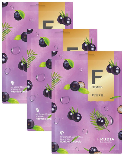 FRUDIA Маска тканевая Бодрящая с ягодами асаи, My Orchard Squeeze Mask Acai Berry Vegan 10 шт