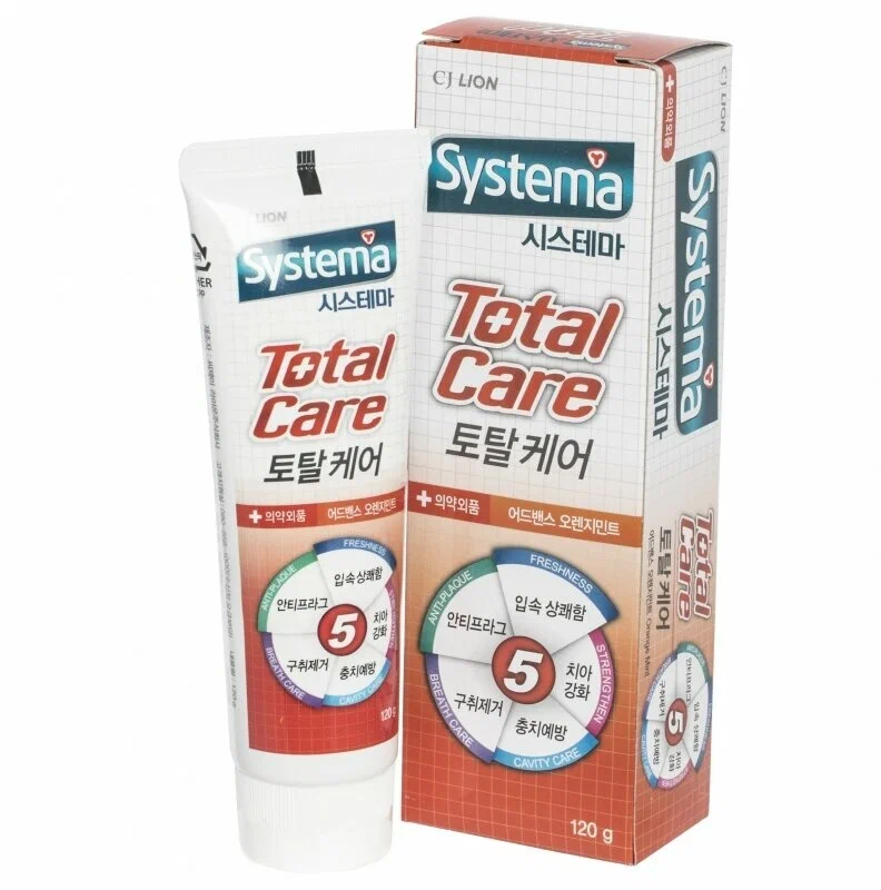 CJ LION, Зубная паста КОМПЛЕКСНЫЙ УХОД, Systema Total Care 120 гр вкус апельсин