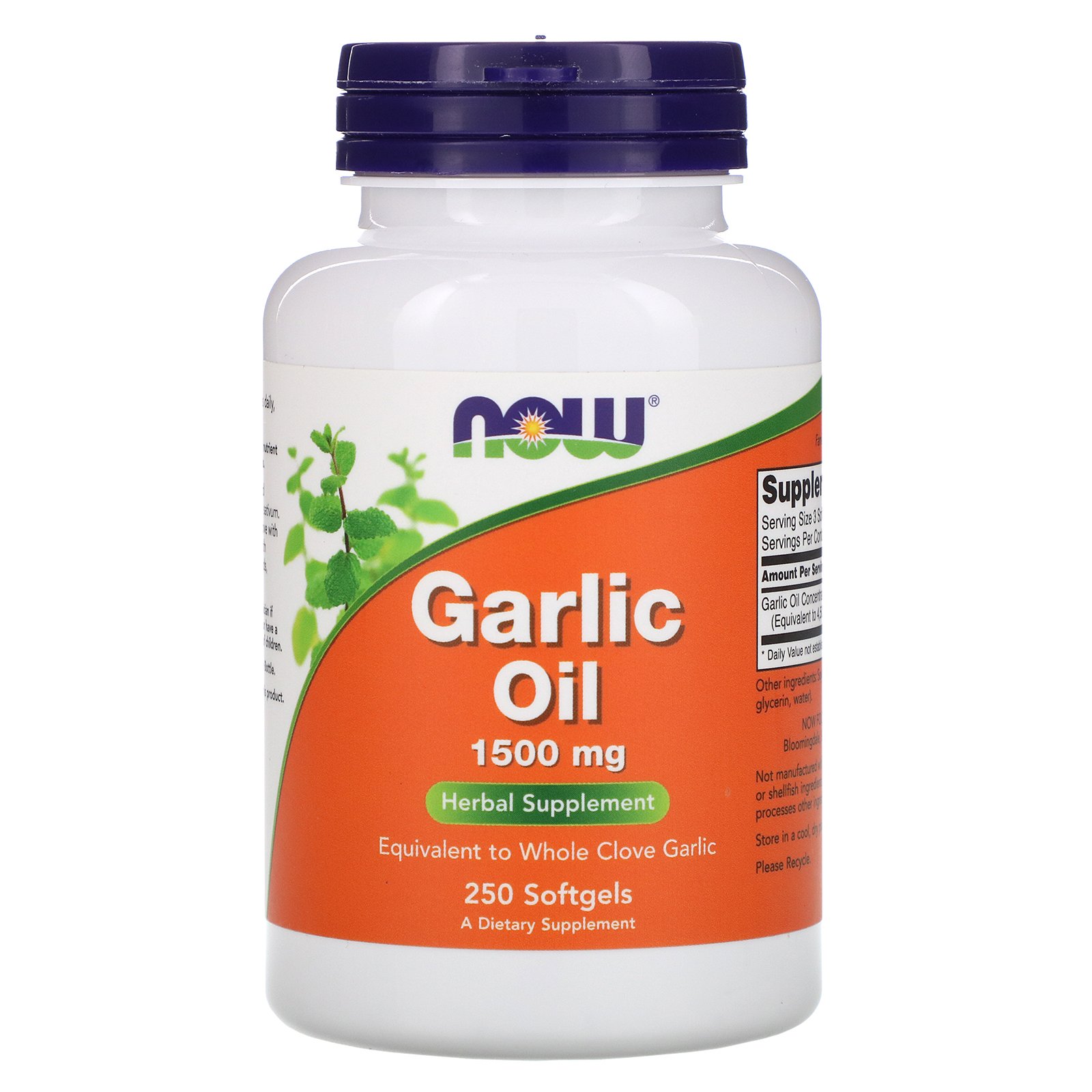 Now Foods Масло Чесночное, Garlic Oil 1500 мг, 250 капсул