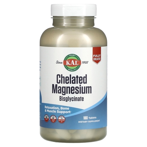 KAL, Magnesium Chelated, KAL, Хелатный Бисглицинат Магния, 180 таблеток