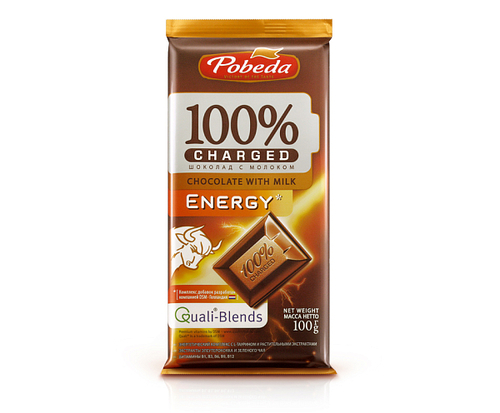 Победа, шоколад молочный энержи, Charged energy, 100 гр