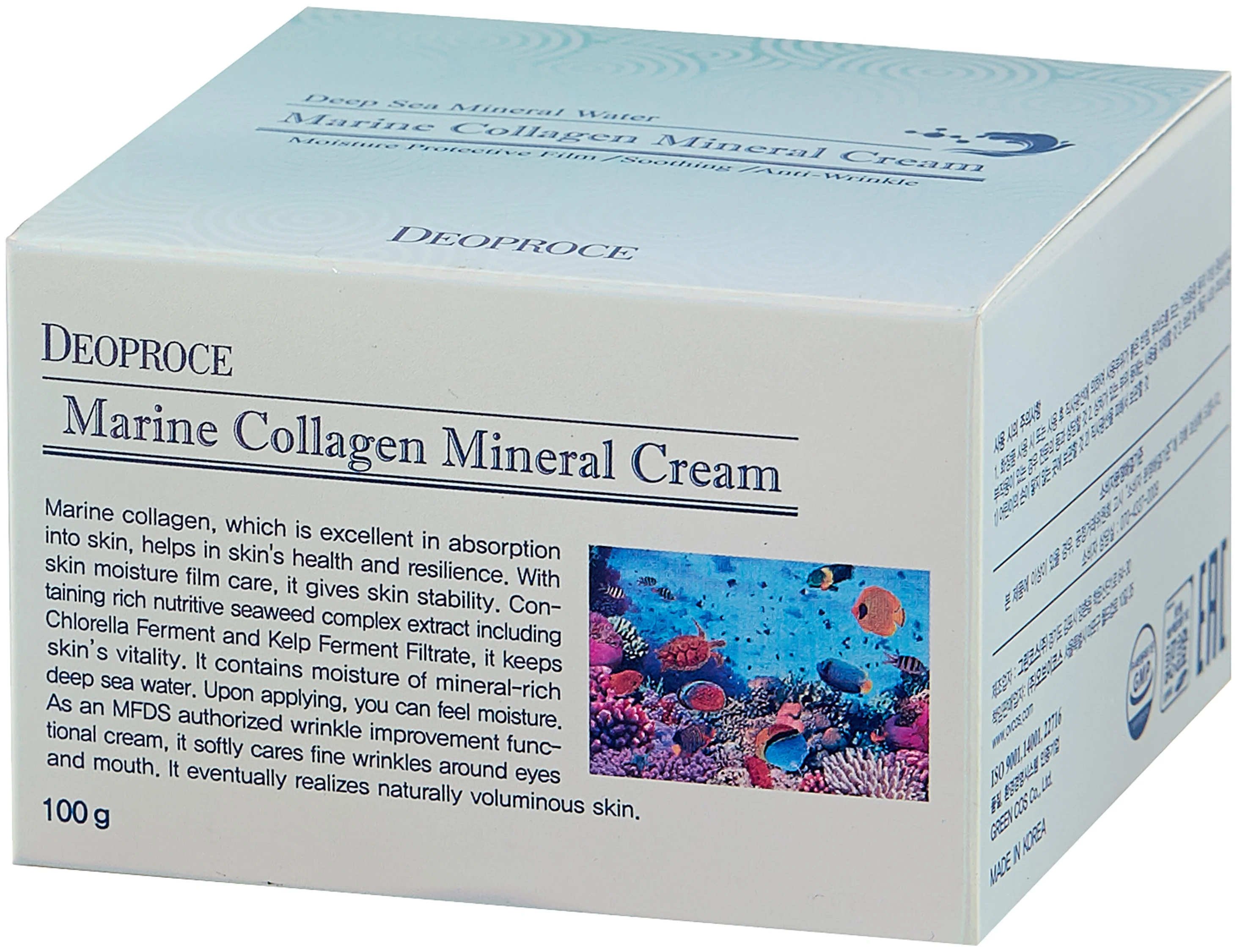 DEOPROCE Marine Collagen Mineral Cream, Крем для лица с морской водой и коллагеном 100 гр