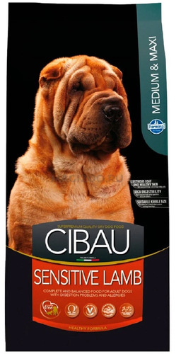 Farmina, Cibau Sensitive, Сухой корм для собак средних и крупных пород (ягненок), 12 кг