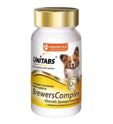 Unitabs, Витамино-Минеральный комплекс BreversComplex с Q10 и Пивными дрожжами для мелк. собак 100шт 