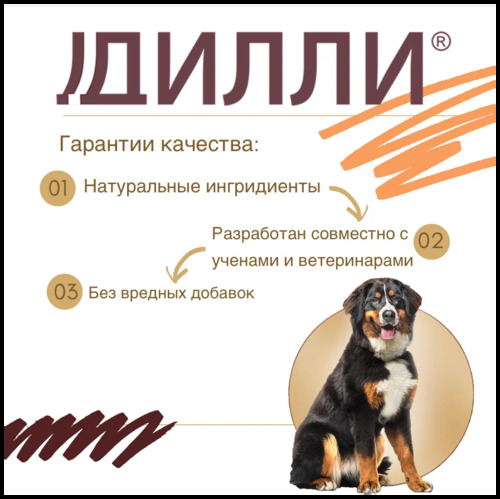 Дилли, Сухой корм для активных собак, 14 кг