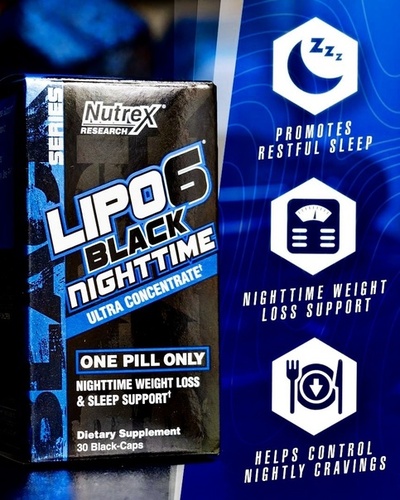 Nutrex Жиросжигатель, Lipo 6 Black Night Time Ultra Concentrate, 30 капсул		