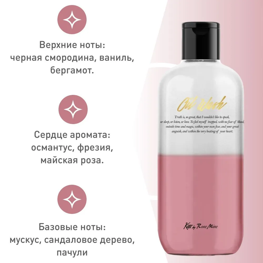 Kiss by Rosemine, Гель для душа, Fragrance Oil Wash, Glamour Sensuality, 300 мл 