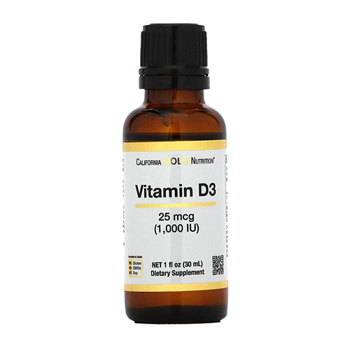 California Gold Nutrition, Витамин D3, 25 мкг 1000 МЕ, 30 мл