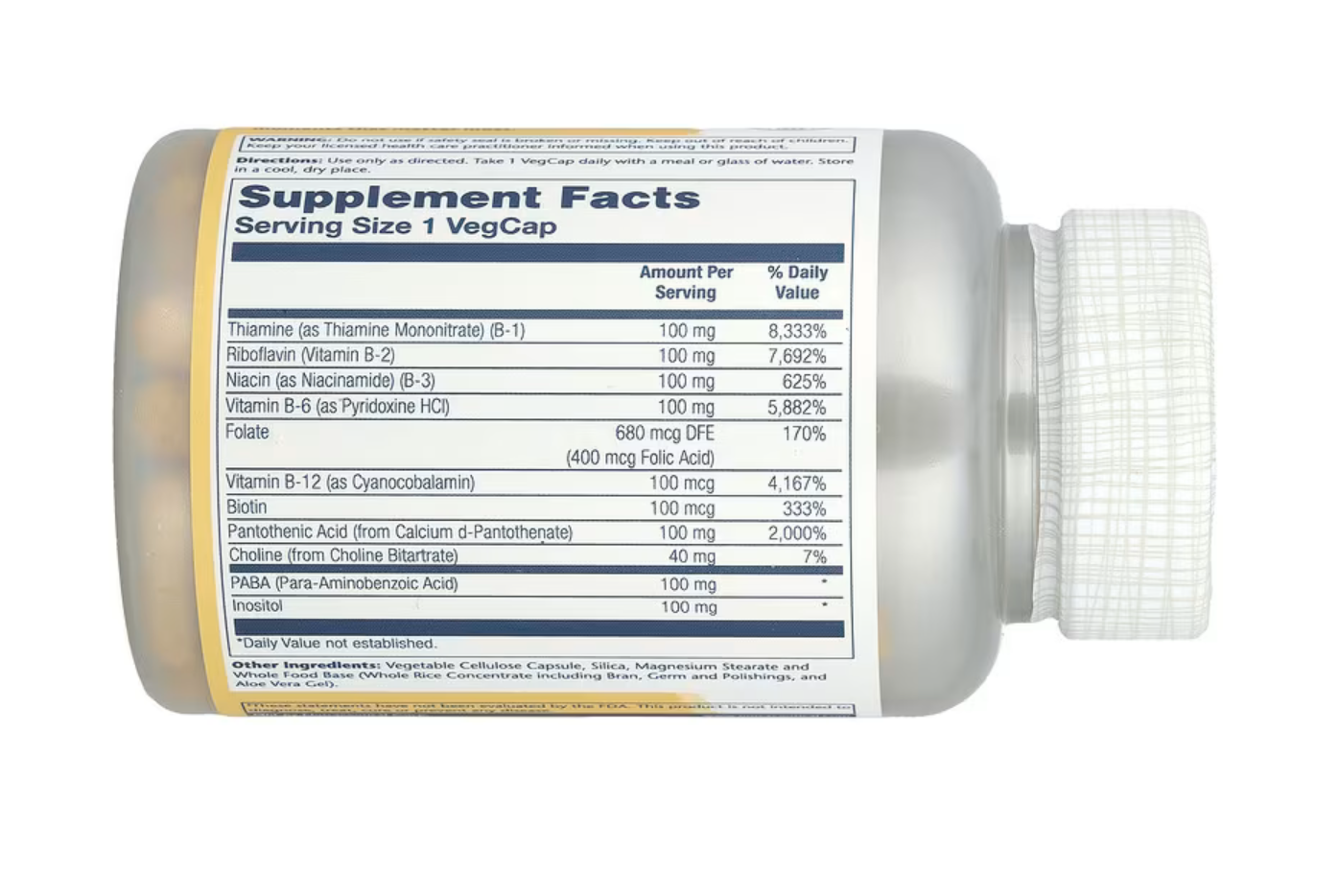 Solaray B-комплекс 100, Vitamin B-Complex 100, 100 вег. капсул