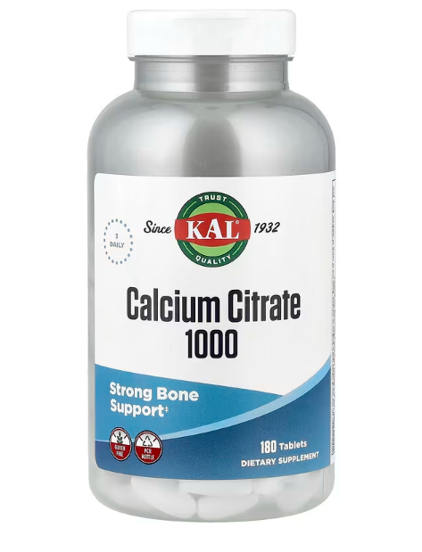 KAL, Calcium Citrate, Цитрат Кальция, 1000 мг, 180 таблеток  