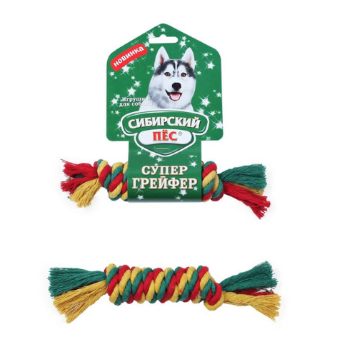 Сибирский ПЕС, Игрушка для собак, Супер грейфер Веревка БОН-БОН с хвостиками D 10*200 мм 
