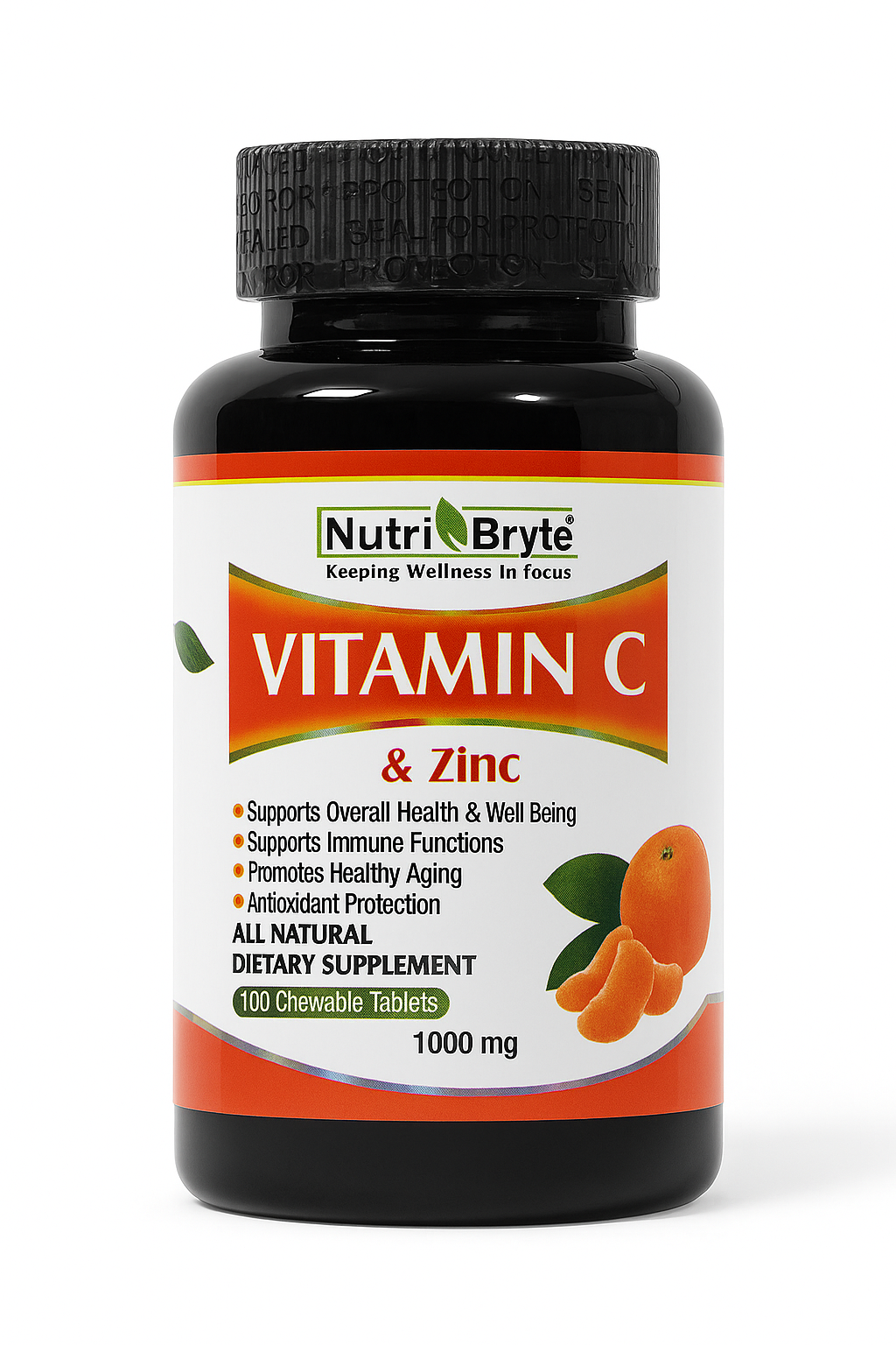 NutriBryte Витамин С 1000 мг, 100 жевательных таблеток 