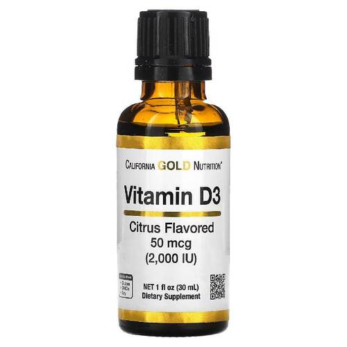 California Gold Nutrition Витамин D3, 2000 МЕ капли с цитрусовым вкусом, 30 мл
