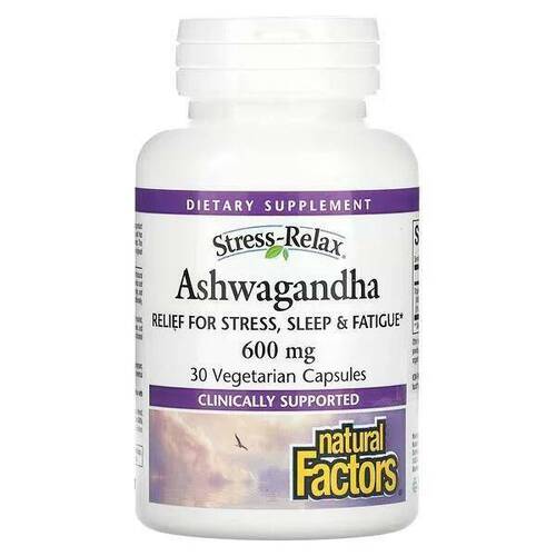 Natural Factors Ашваганда 600 мг, 30 вегетарианских капсул