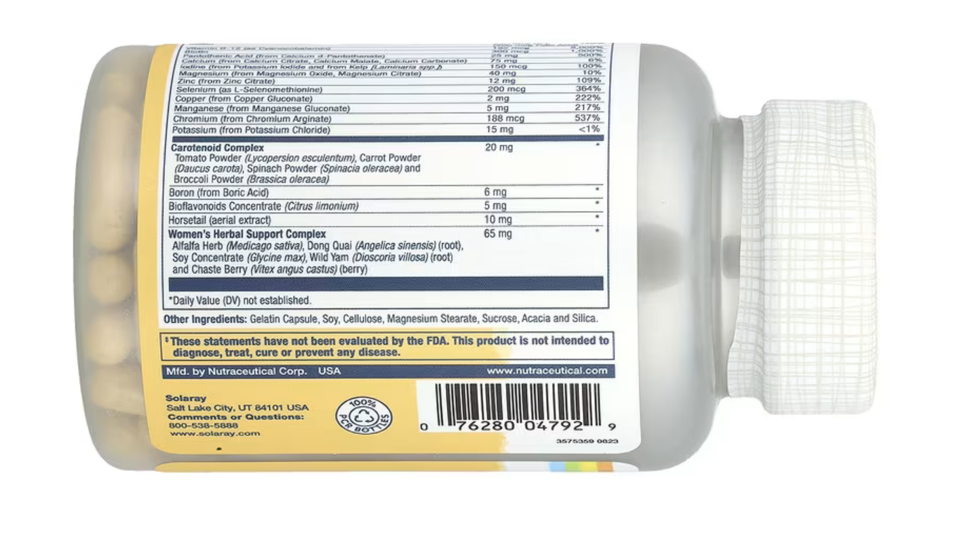 Solaray Мультивитамины для Женщин, Women's Golden Multivitamin, 90 капсул