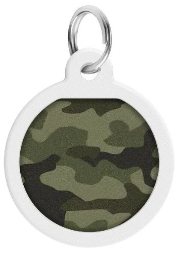 WAUDOG, Адресник Smart ID c QR-паспортом, Металл, Рисунок "Камо зелёный", Круг, 25 мм 