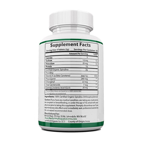 BioOptimal Organic, Спирулина 240 таблеток