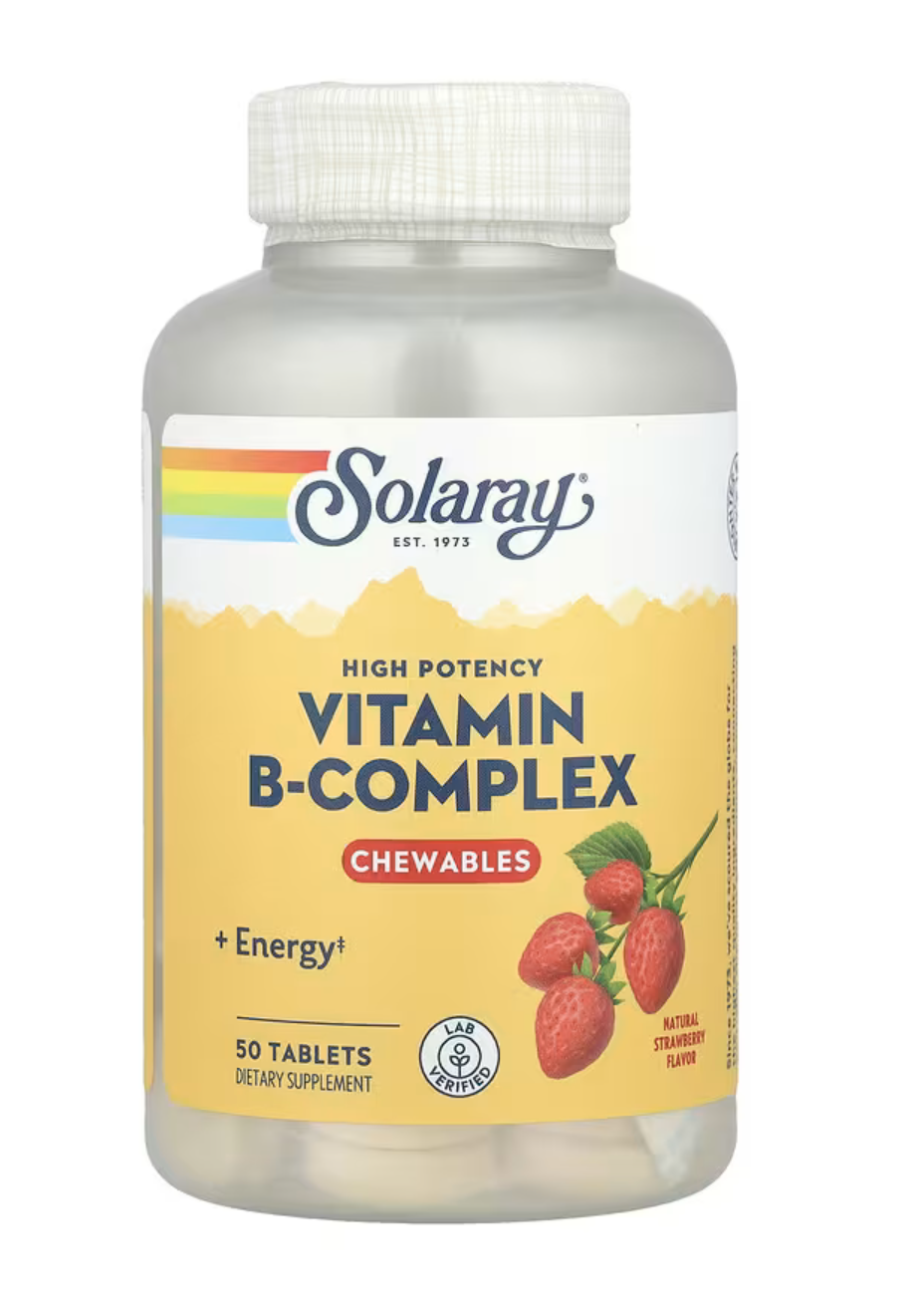 Solaray B-комплекс, Vitamin B-Complex со вкусом клубники, 50 жев/таб в Казахстане