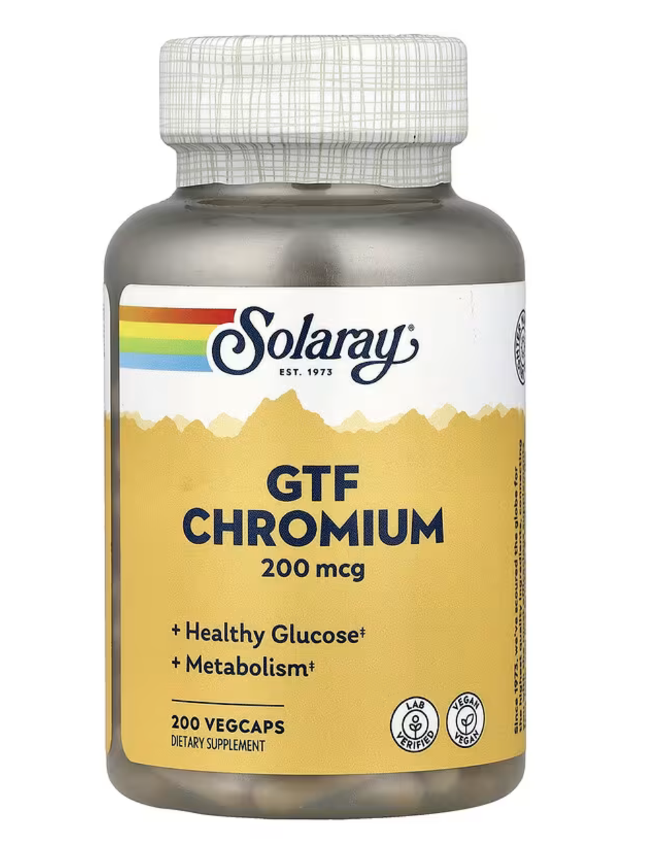 Solaray Хром, GTF Chromium 200 мкг, 200 вег. капсул 