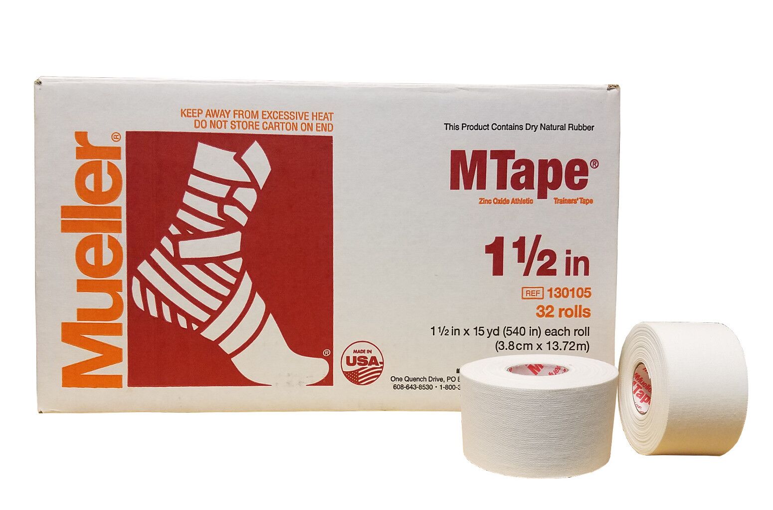 Mueller Кинезио тейп, M Tape 100% хлопок/оксид цинка 3,8 см х 13,7 м