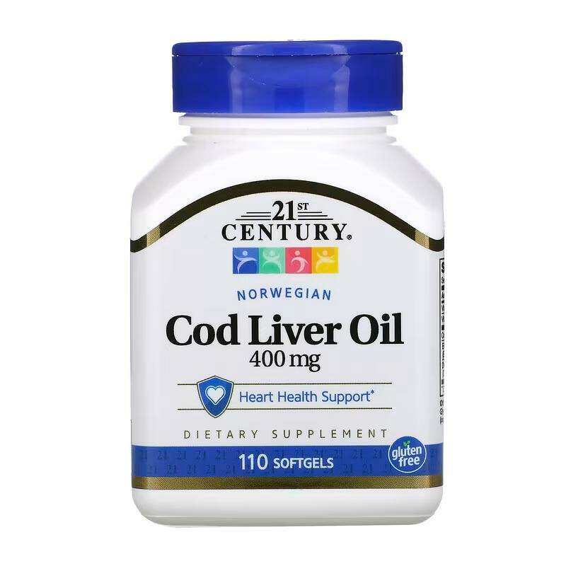 21st Century Масло печени трески Cod Liver Oil  400 мг, 110 капсул