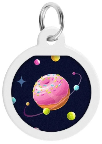 WAUDOG, Адресник Smart ID c QR-паспортом, Металл, Рисунок "Вселенная пончиков", Круг, 30 мм 