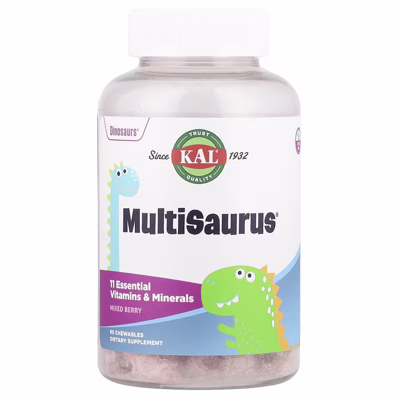 KAL, MultiSaurus, Мультивитамины для Детей, Ягодное Ассорти, 90 жевательных таблеток 