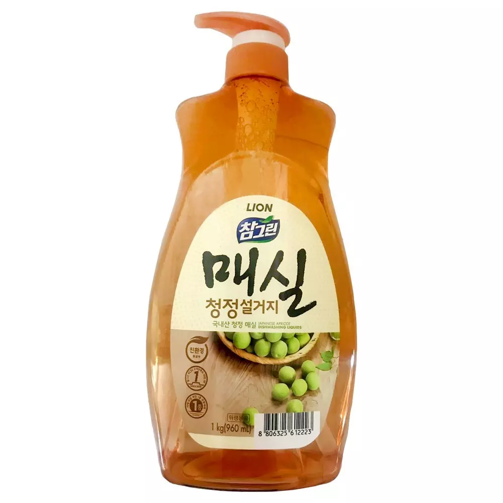 CJ LION, Средство для мытья посуды, ОВОЩЕЙ и ФРУКТОВ "Японский абрикос" 1 кг бутылка 