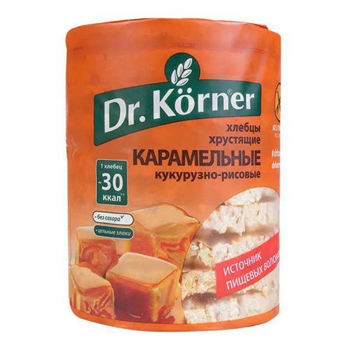 Dr.Korner Хлебцы хрустящие Кукурузно-рисовые, Карамельные, 90 гр
