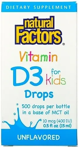 Natural Factors Витамин Д3 для детей без ароматизаторов 400 МЕ, 15 мл