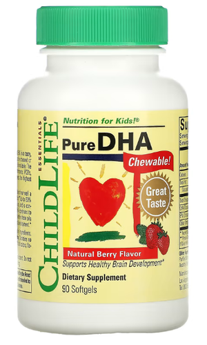 ChildLife Omega 3 Чистая ДГК с натуральным ягодным вкусом, 90 капсул