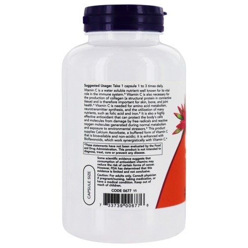 Now Foods Витамин С-500, Calcium Ascorbate 250 капсул